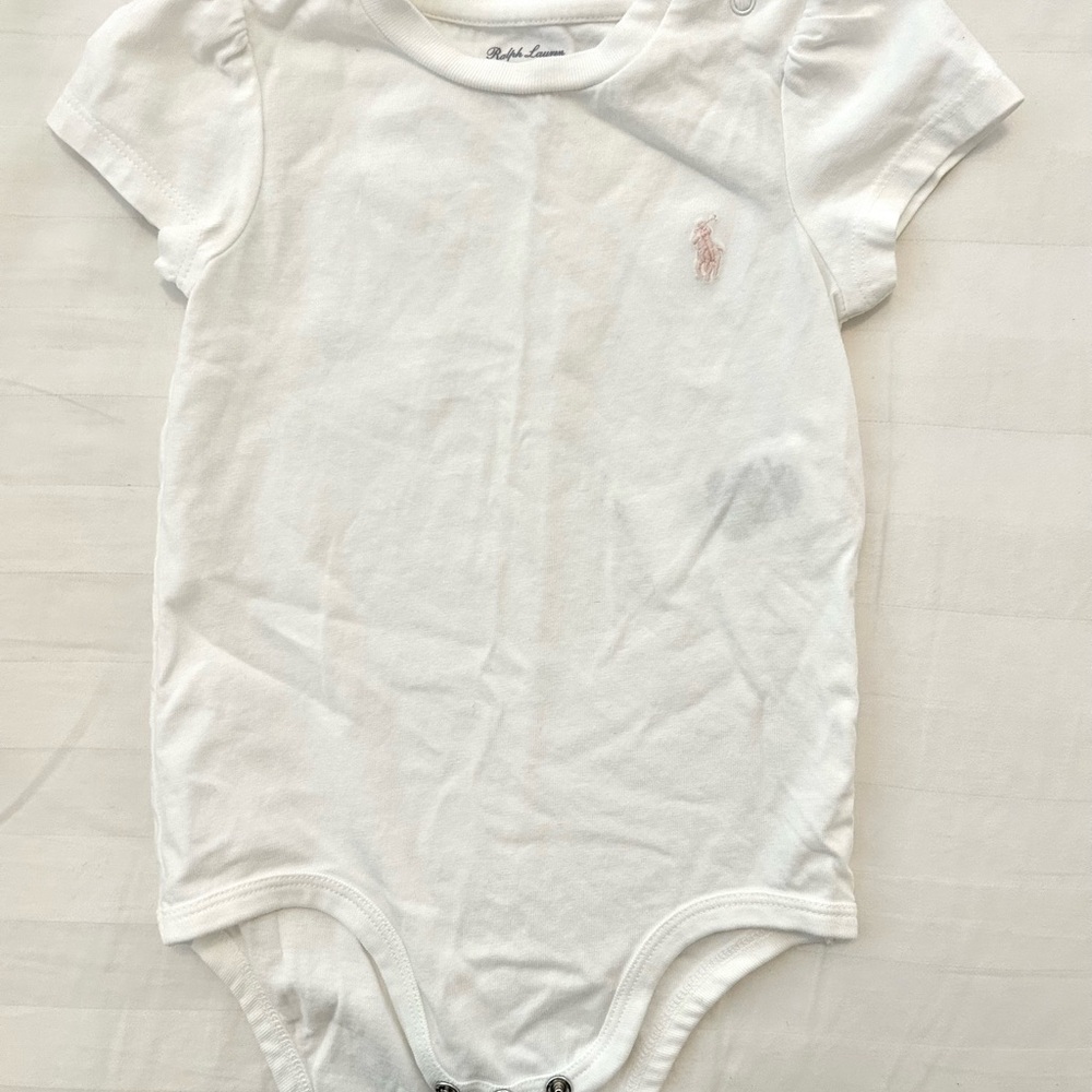 Ralph Lauren White Baby Girl Bodysuit